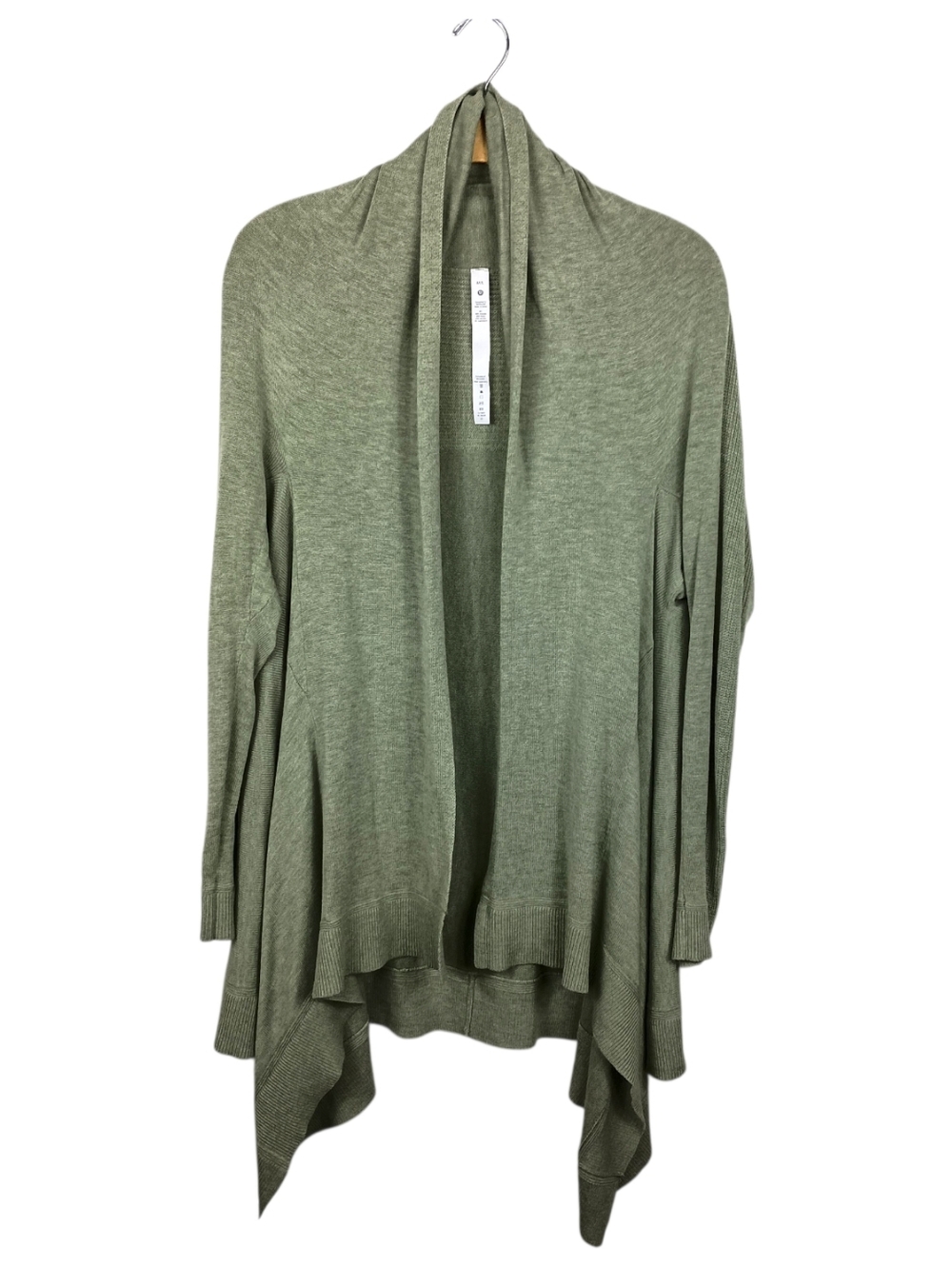 Lululemon Wrap Sweater M/L Womens Green Drapey Cashlu Knit Relaxed Lightweight